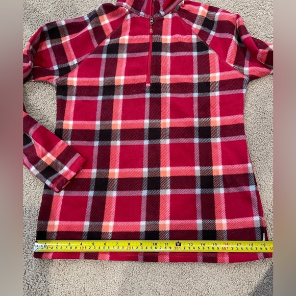 EDDIE BAUER Plaid Fleece Quarter Zip Sweatshirt - Picture 5 of 9